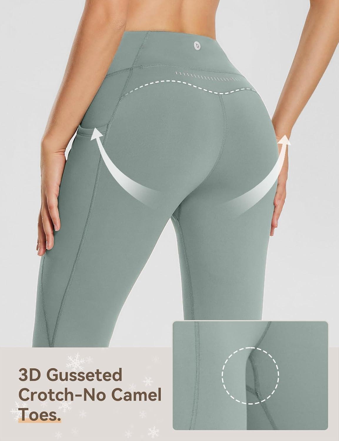 imagebaleaf 2530 Womens Fleece Lined Leggings Water Resistant High Waist Winter Running Hiking Pants Zipper Pockets30 Inch Gray