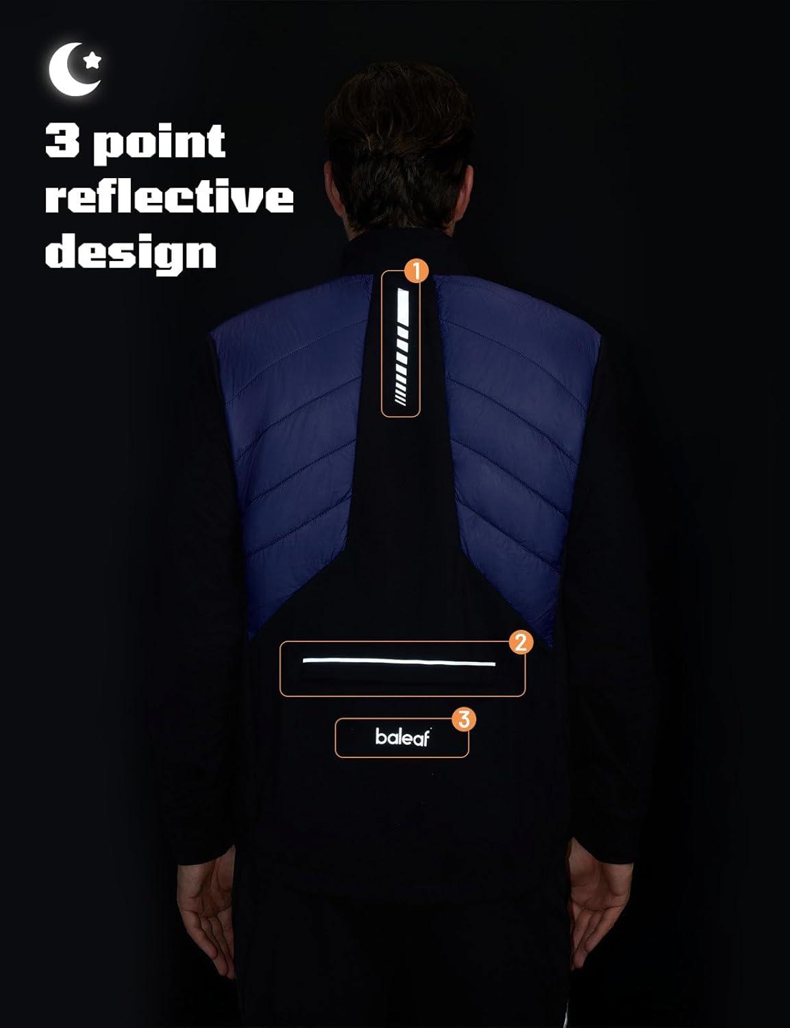 imagebaleaf Mens Cycling Jacket Puffer Lightweight Coat Windproof Warm Winter 5 Pockets Packable Running HikingBlueBlack