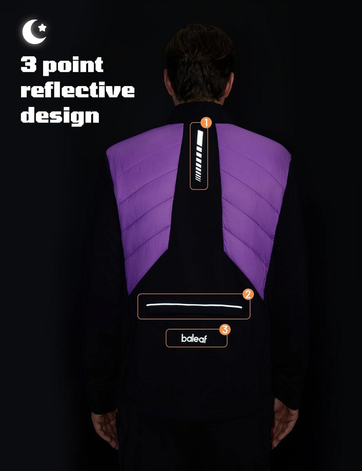 imagebaleaf Mens Cycling Jacket Puffer Lightweight Coat Windproof Warm Winter 5 Pockets Packable Running HikingPurpleBlack