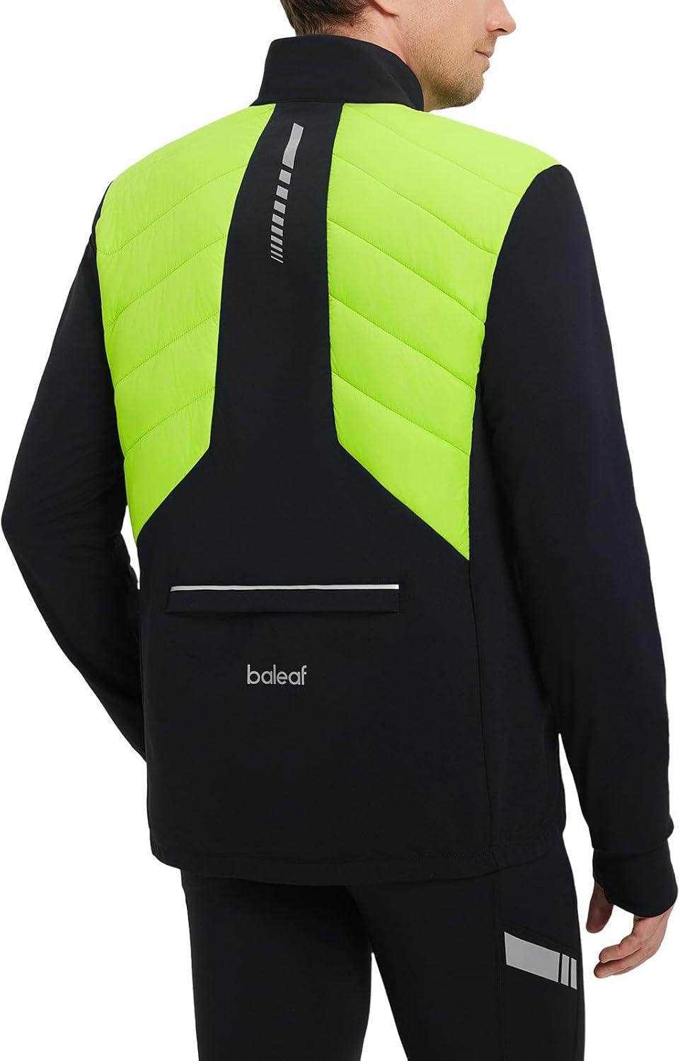 imagebaleaf Mens Cycling Jacket Puffer Lightweight Coat Windproof Warm Winter 5 Pockets Packable Running HikingYellowBlack