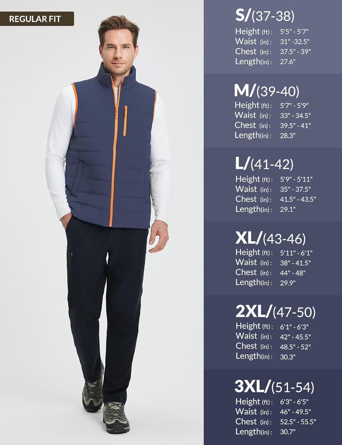 imagebaleaf Mens Puffer Vest Lightweight Warm Outerwear Water Resistant Zip Up Winter Sleeveless Jackets Hiking Golf WindproofBlue