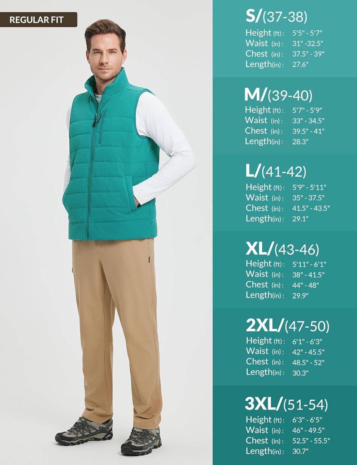 imagebaleaf Mens Puffer Vest Lightweight Warm Outerwear Water Resistant Zip Up Winter Sleeveless Jackets Hiking Golf WindproofGreen