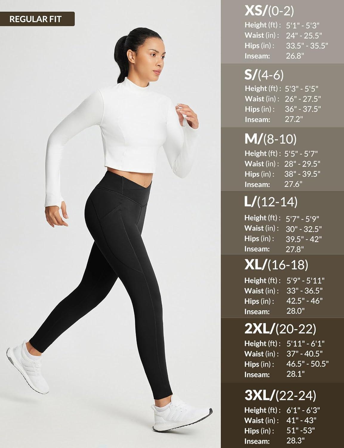 imagebaleaf Womens Crossover Fleece Lined Leggings with Pockets Thermal Warm Winter Tights Crossover High Waisted Yoga PantsBlack