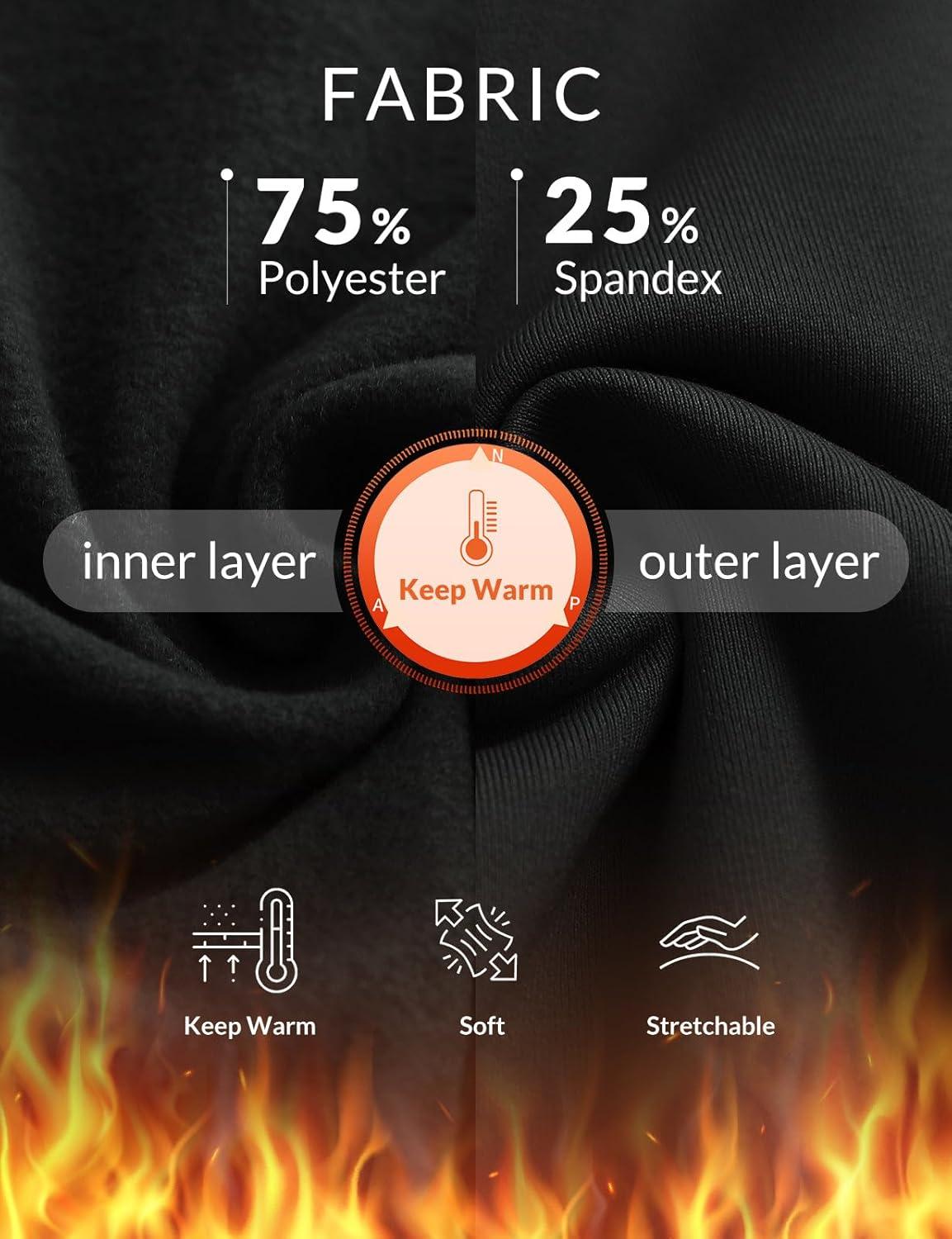 imagebaleaf Womens Crossover Fleece Lined Leggings with Pockets Thermal Warm Winter Tights Crossover High Waisted Yoga PantsBlack