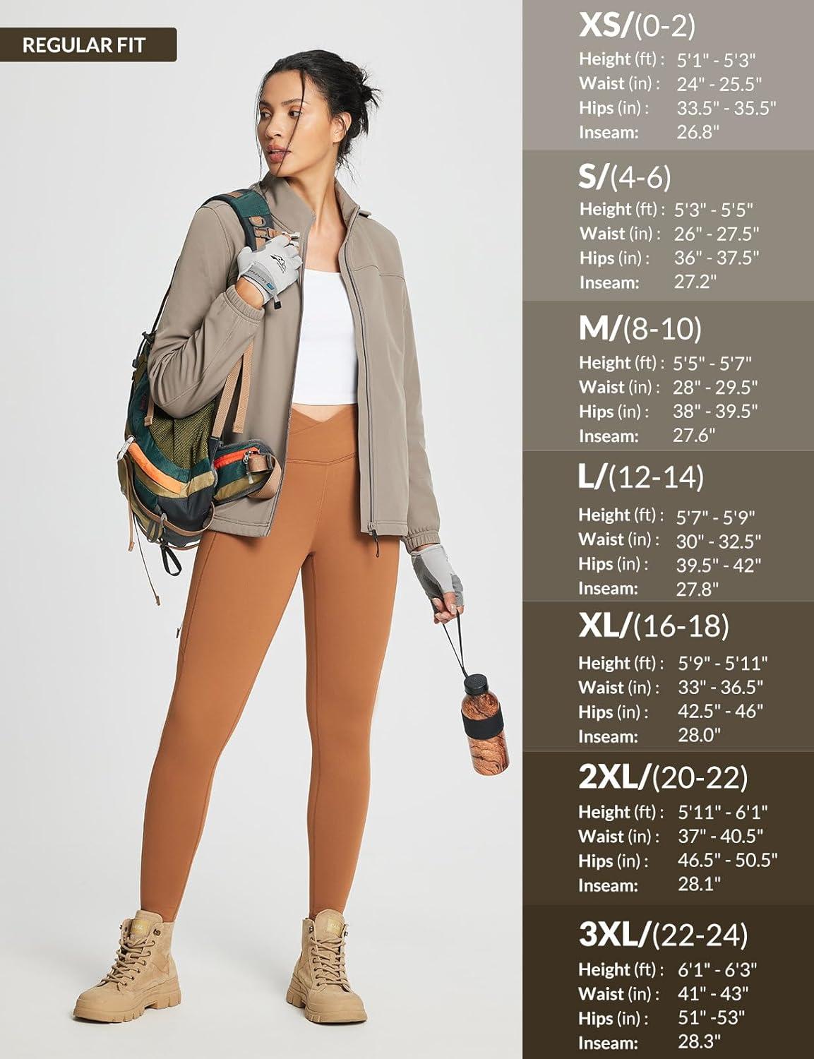 imagebaleaf Womens Crossover Fleece Lined Leggings with Pockets Thermal Warm Winter Tights Crossover High Waisted Yoga PantsCaramel