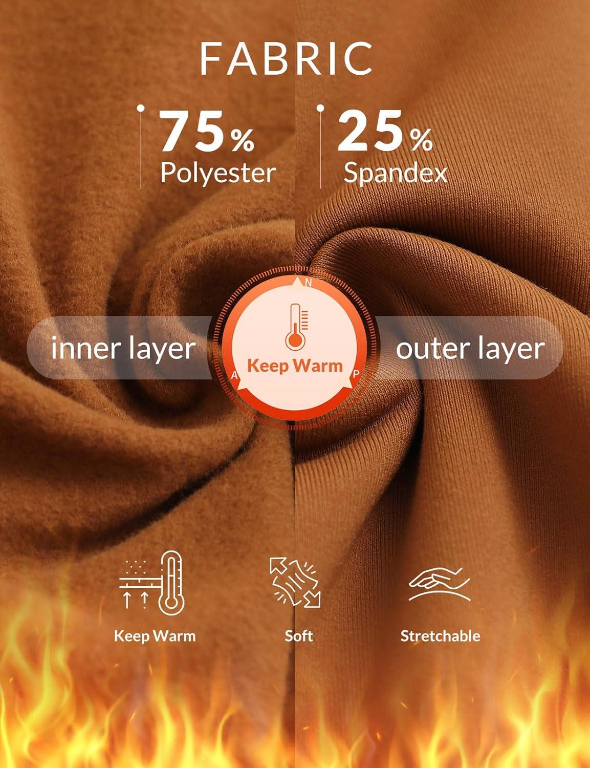 imagebaleaf Womens Crossover Fleece Lined Leggings with Pockets Thermal Warm Winter Tights Crossover High Waisted Yoga PantsCaramel