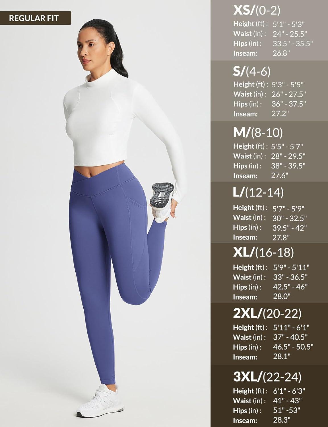 imagebaleaf Womens Crossover Fleece Lined Leggings with Pockets Thermal Warm Winter Tights Crossover High Waisted Yoga PantsClassic Navy