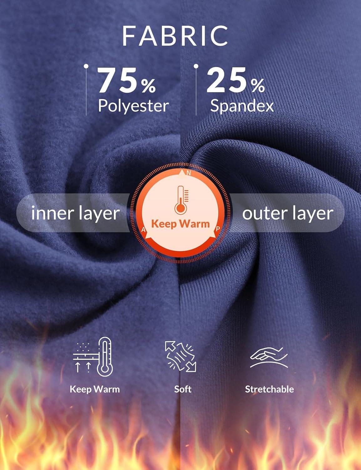 imagebaleaf Womens Crossover Fleece Lined Leggings with Pockets Thermal Warm Winter Tights Crossover High Waisted Yoga PantsClassic Navy