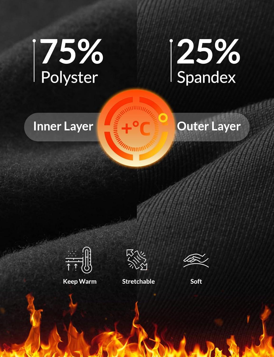 imagebaleaf Womens Fleece Lined Leggings 4 Pockets Warm Thermal Winter Insulated Petite Pants Snow Cold GearBlack