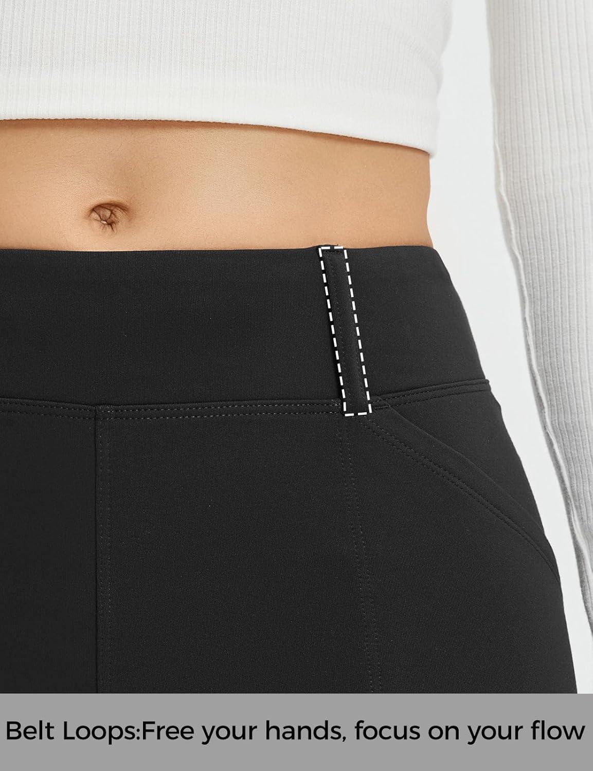 imagebaleaf Womens Fleece Lined Leggings 4 Pockets Warm Thermal Winter Insulated Petite Pants Snow Cold GearBlack