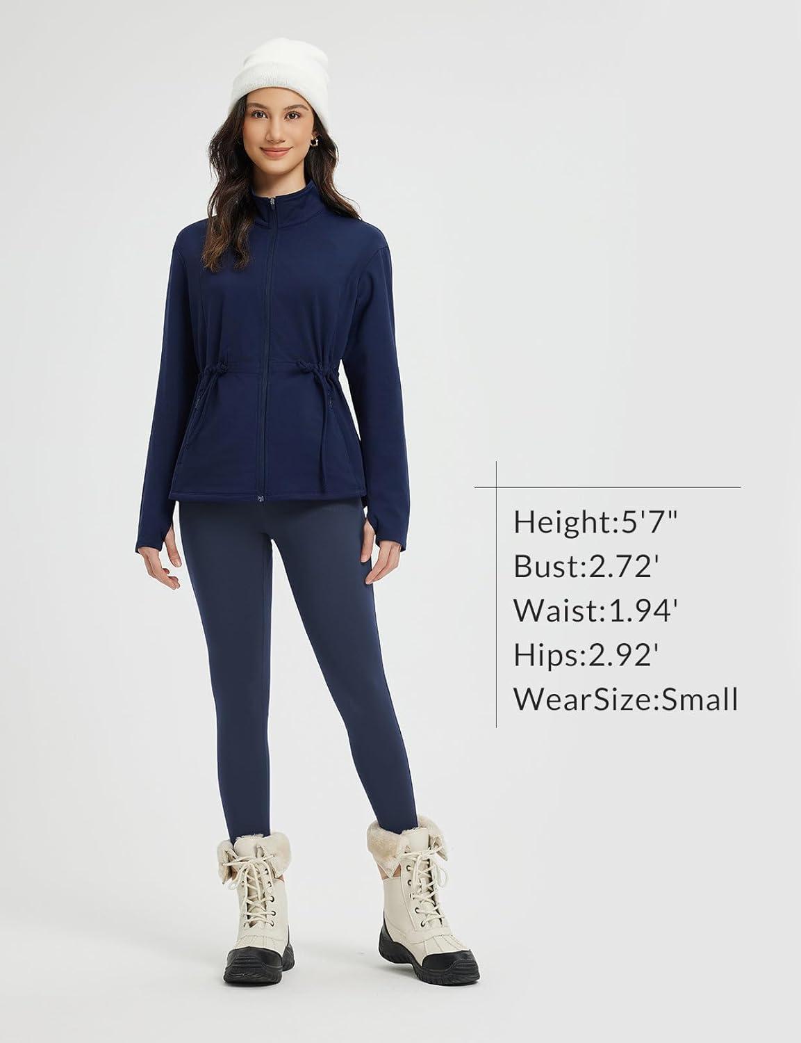 imagebaleaf Womens Fleece Lined Leggings 4 Pockets Warm Thermal Winter Insulated Petite Pants Snow Cold GearBlue