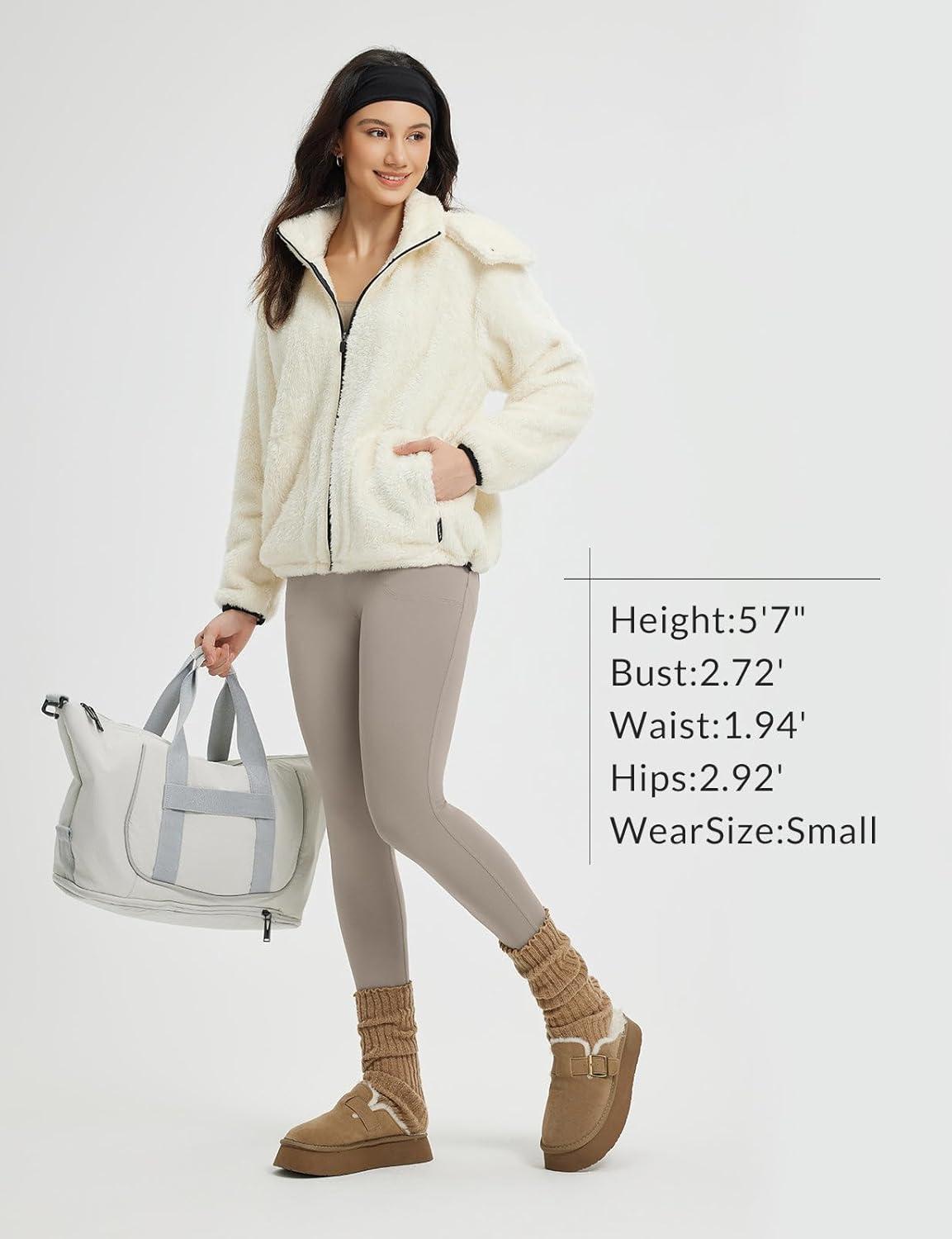 imagebaleaf Womens Fleece Lined Leggings 4 Pockets Warm Thermal Winter Insulated Petite Pants Snow Cold GearBrown