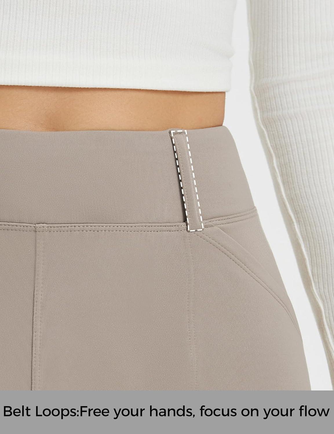 imagebaleaf Womens Fleece Lined Leggings 4 Pockets Warm Thermal Winter Insulated Petite Pants Snow Cold GearBrown