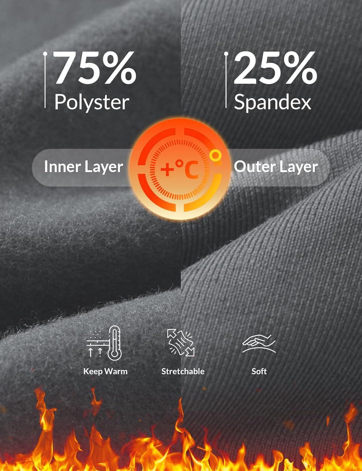 imagebaleaf Womens Fleece Lined Leggings 4 Pockets Warm Thermal Winter Insulated Petite Pants Snow Cold GearGrey