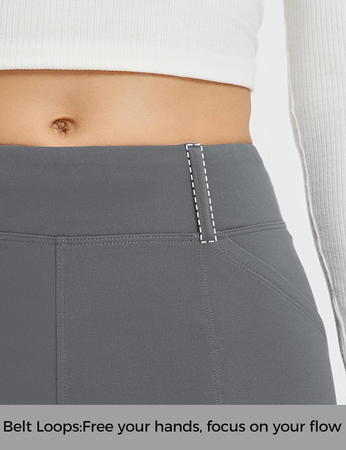 imagebaleaf Womens Fleece Lined Leggings 4 Pockets Warm Thermal Winter Insulated Petite Pants Snow Cold GearGrey