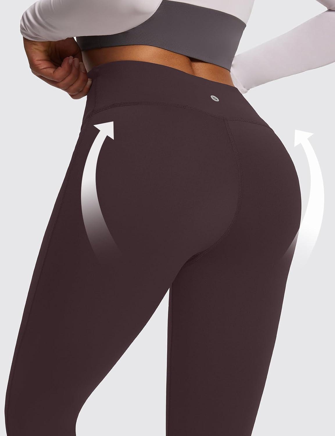 imagebaleaf Womens Fleece Lined Leggings Thermal Warm Winter Tights High Waisted Yoga Pants Cold Weather with PocketsDark Brown