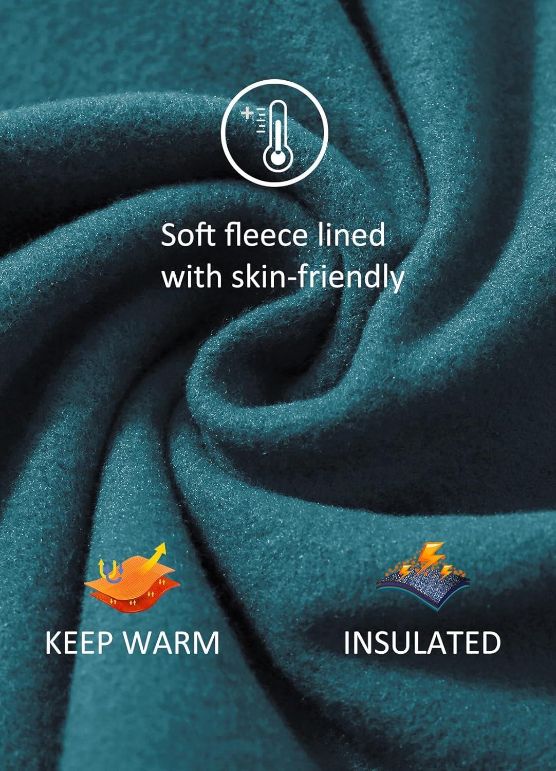 imagebaleaf Womens Fleece Lined Leggings Thermal Warm Winter Tights High Waisted Yoga Pants Cold Weather with PocketsUtility Blue