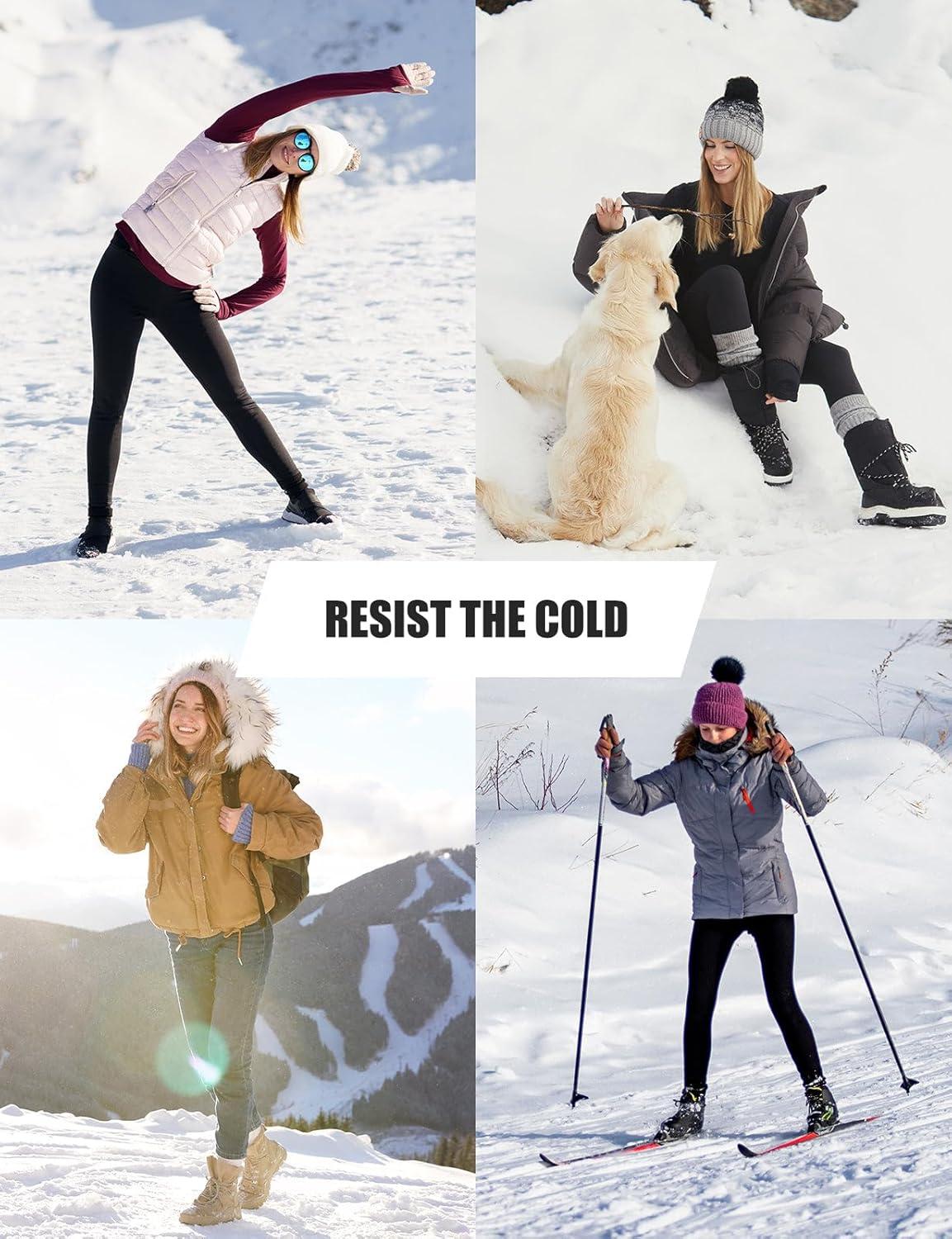 imagebaleaf Womens Fleece Lined Leggings Thick Soft Winter Warm Thermal Waterproof High Waisted Pockets Hiking Running SkiingBlack