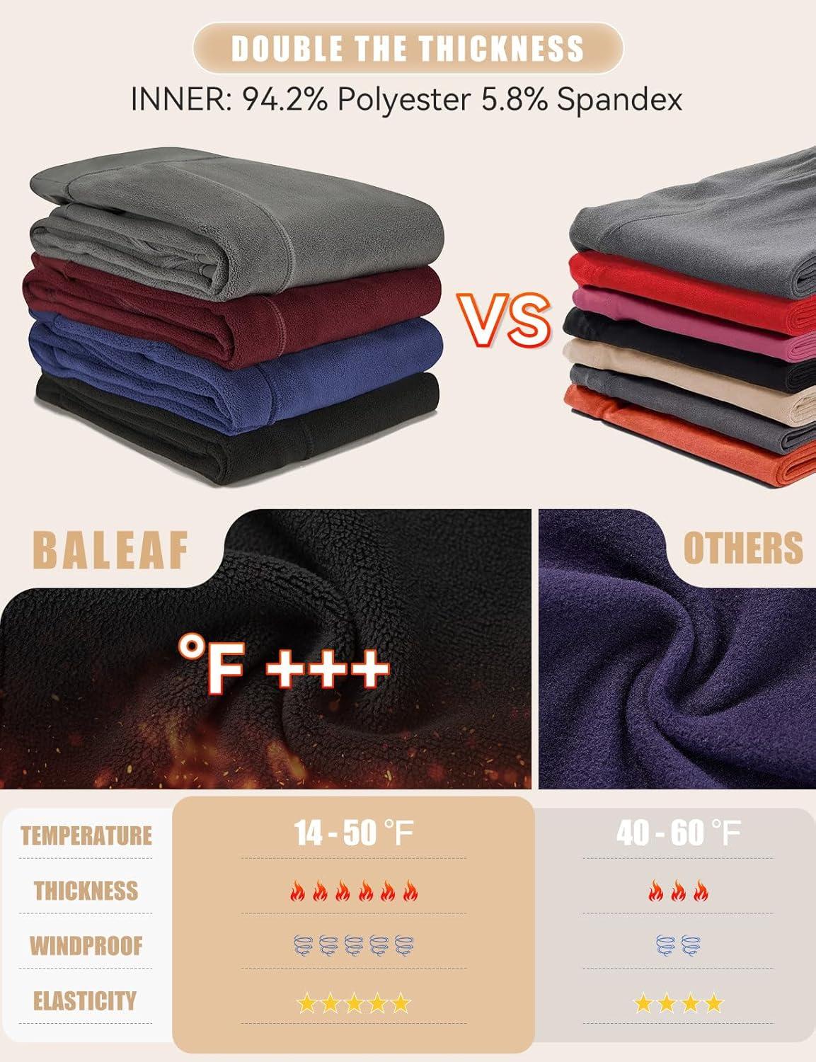 imagebaleaf Womens Fleece Lined Leggings Thick Soft Winter Warm Thermal Waterproof High Waisted Pockets Hiking Running SkiingBlack