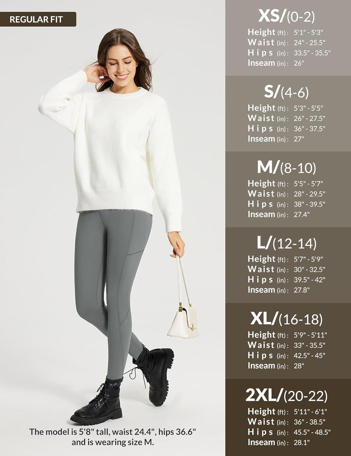 imagebaleaf Womens Fleece Lined Leggings Thick Soft Winter Warm Thermal Waterproof High Waisted Pockets Hiking Running SkiingGrey