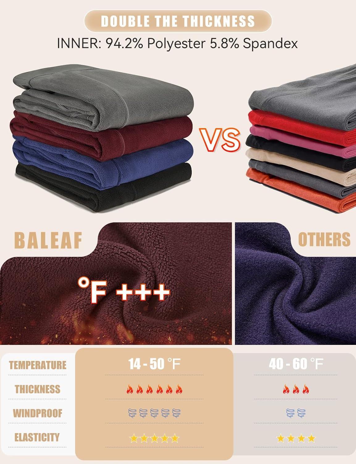 imagebaleaf Womens Fleece Lined Leggings Thick Soft Winter Warm Thermal Waterproof High Waisted Pockets Hiking Running SkiingRed