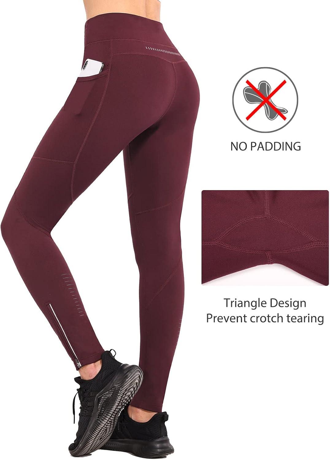imagebaleaf Womens Fleece Lined Leggings Water Resistant Winter Clothes Running Tights Cold Weather Hiking Pants Zip PocketsAred