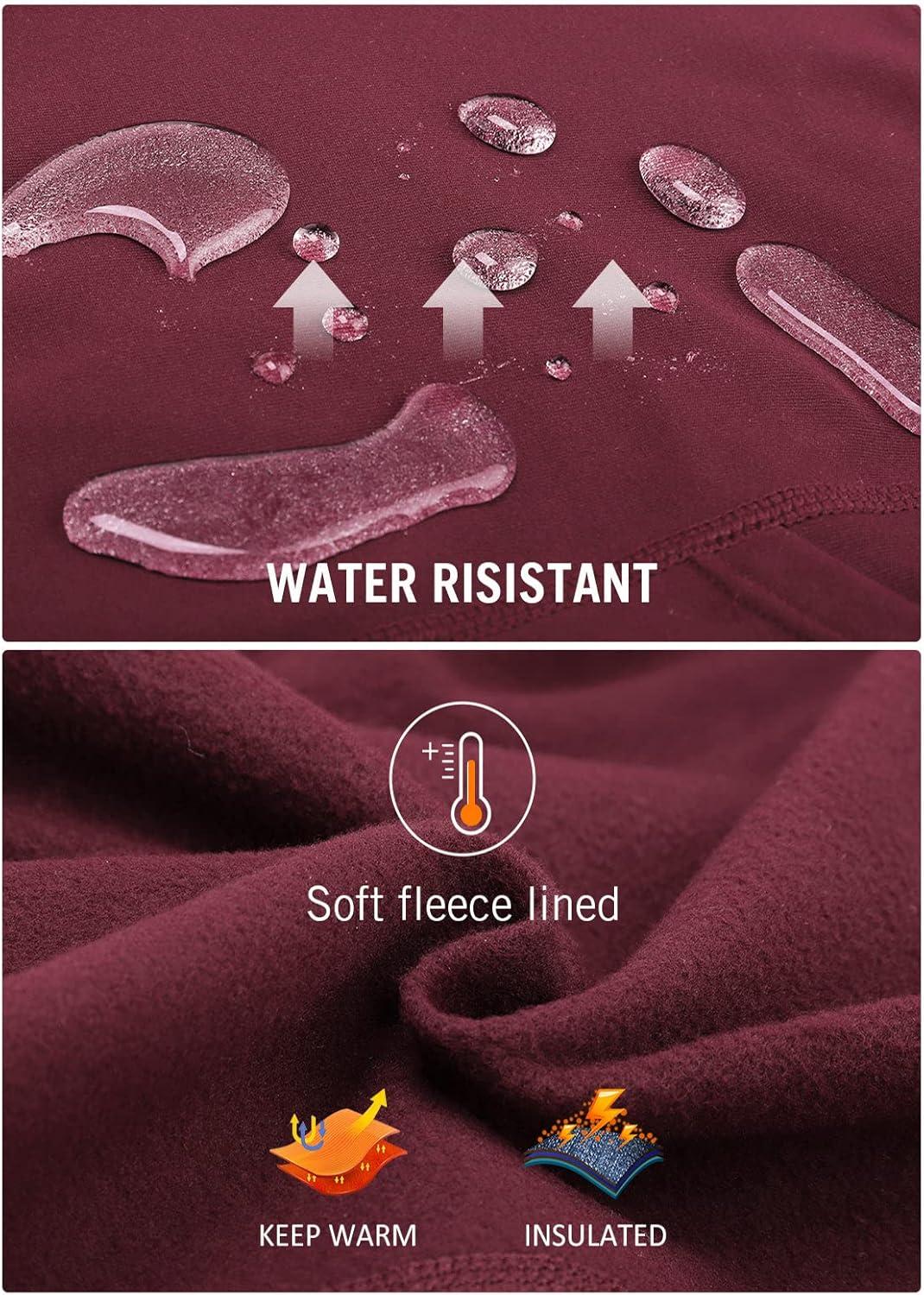 imagebaleaf Womens Fleece Lined Leggings Water Resistant Winter Clothes Running Tights Cold Weather Hiking Pants Zip PocketsAred