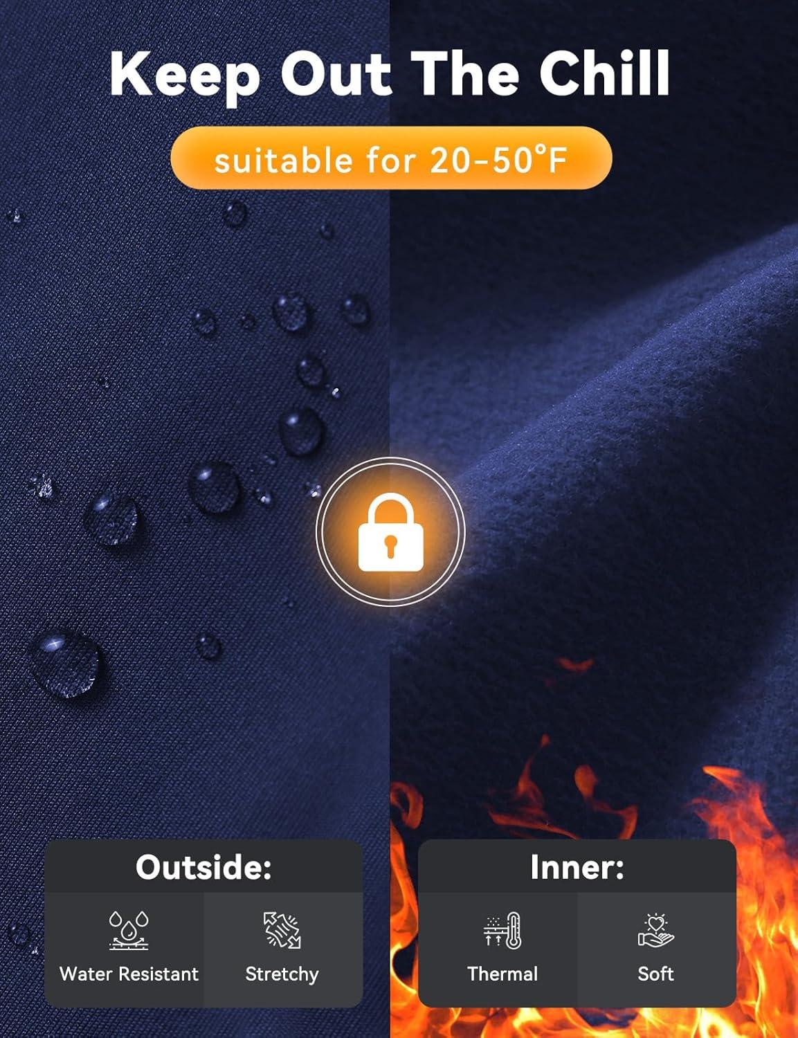 imagebaleaf Womens Fleece Lined Leggings Water Resistant Winter Clothes Running Tights Cold Weather Hiking Pants Zip PocketsCnavy Blue No Water Resistant