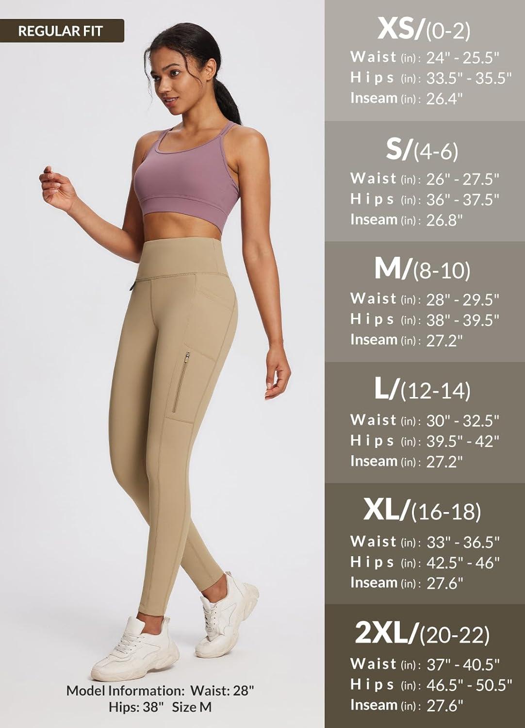 imagebaleaf Womens Fleece Lined Leggings Waterproof Winter Hiking Pants Thermal Running Tights Zipper Pockets High WaistedBrown