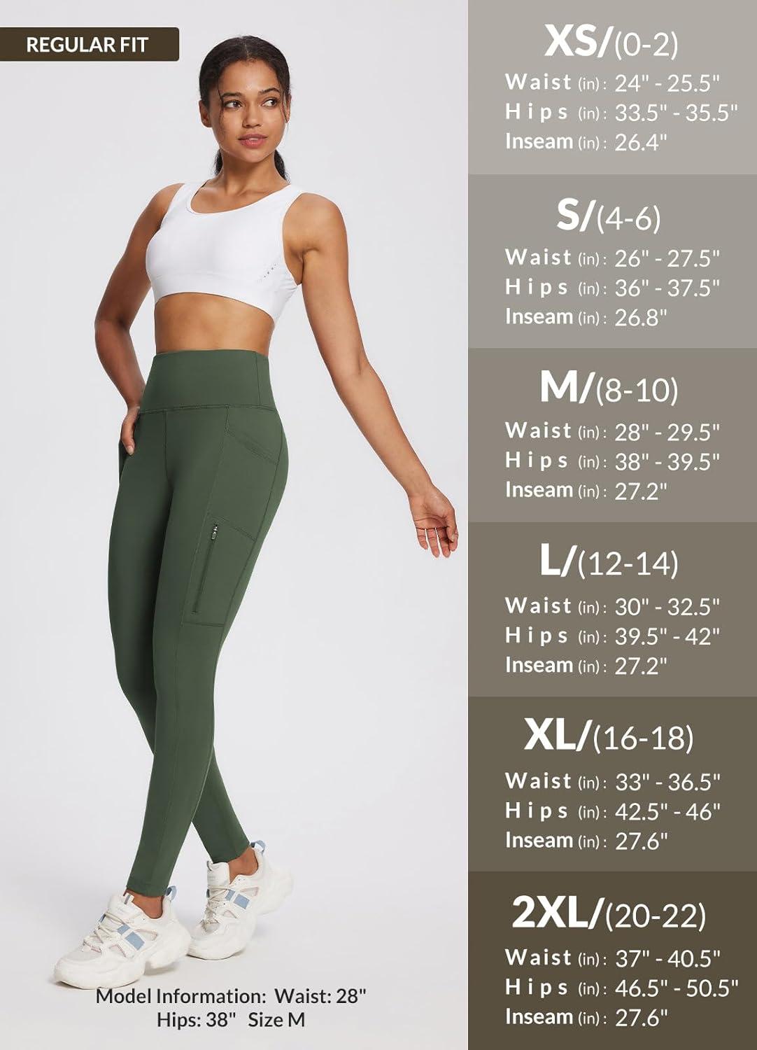 imagebaleaf Womens Fleece Lined Leggings Waterproof Winter Hiking Pants Thermal Running Tights Zipper Pockets High WaistedGreen