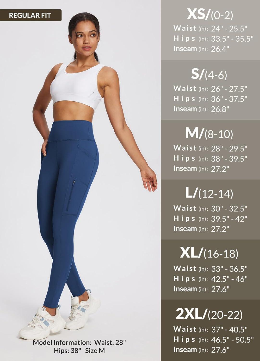 imagebaleaf Womens Fleece Lined Leggings Waterproof Winter Hiking Pants Thermal Running Tights Zipper Pockets High WaistedGulf Blue