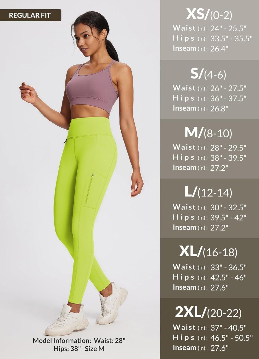 imagebaleaf Womens Fleece Lined Leggings Waterproof Winter Hiking Pants Thermal Running Tights Zipper Pockets High WaistedNeon Lemon