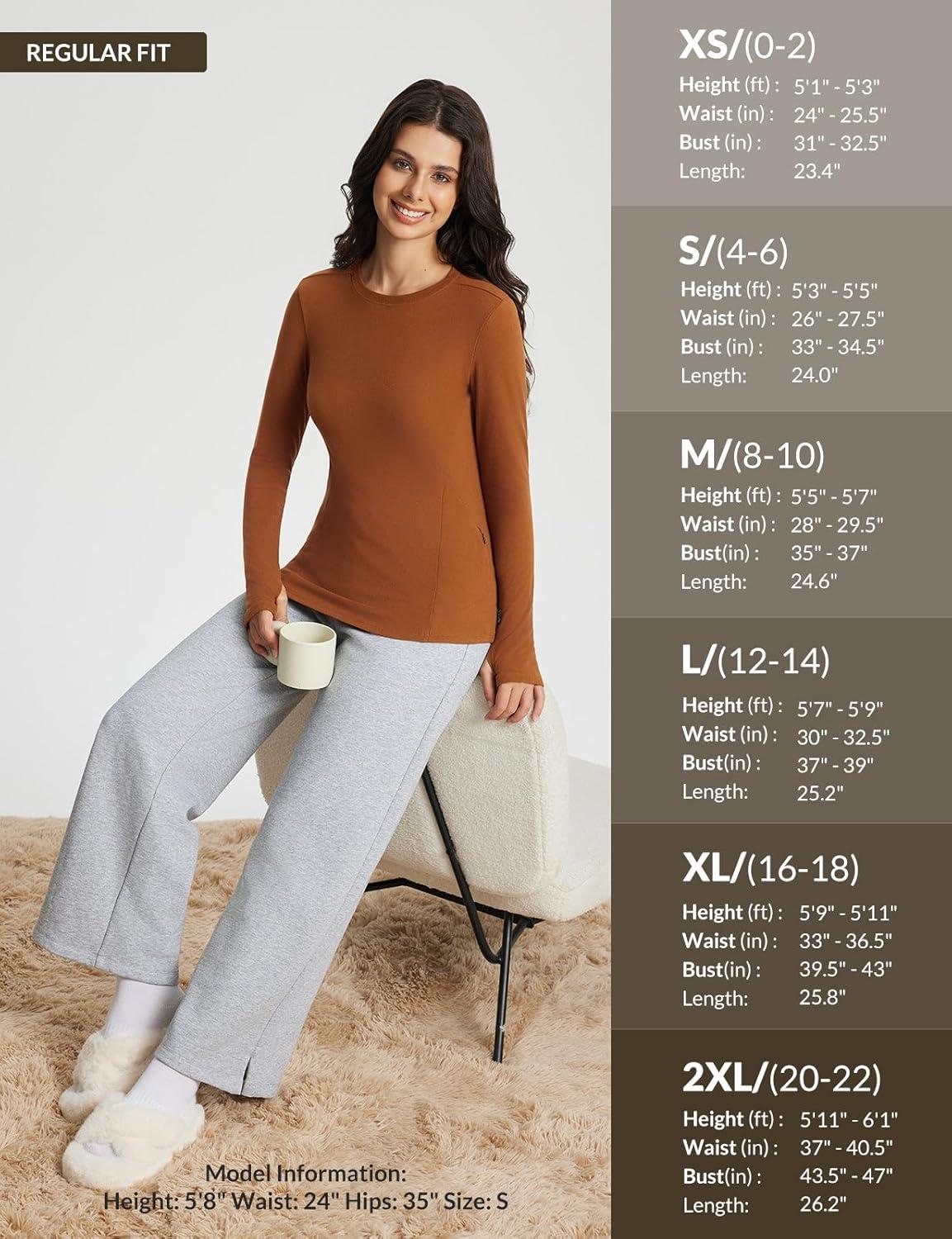 imagebaleaf Womens Thermal Tops Fleece Lined Shirts Long Sleeve Cold Weather Winter Gear Workout Zipper Pocket ThumbholesBrown