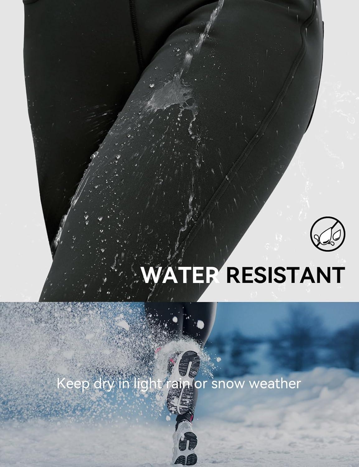 imagebaleaf Womens Thick Fleece Lined Leggings Winter Warm Jeggings Water Resistant High Waisted Tights Snow Pants 4 PocketsBlack