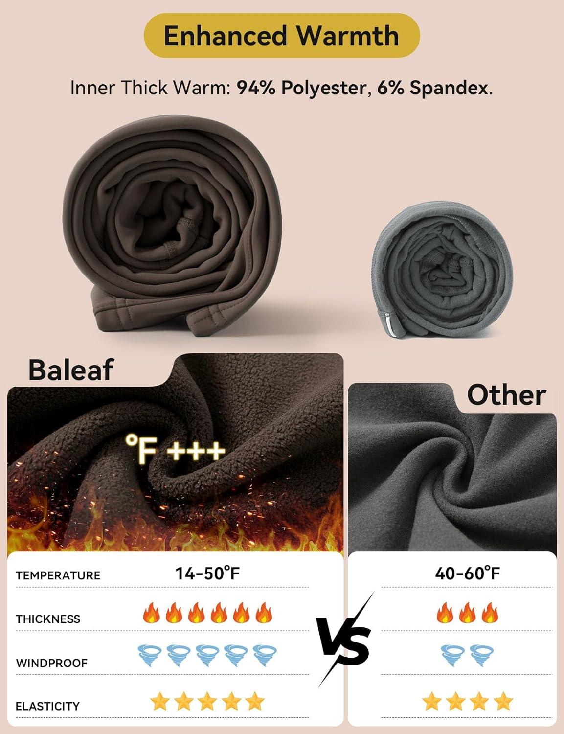 imagebaleaf Womens Thick Fleece Lined Leggings Winter Warm Jeggings Water Resistant High Waisted Tights Snow Pants 4 PocketsDark Brown