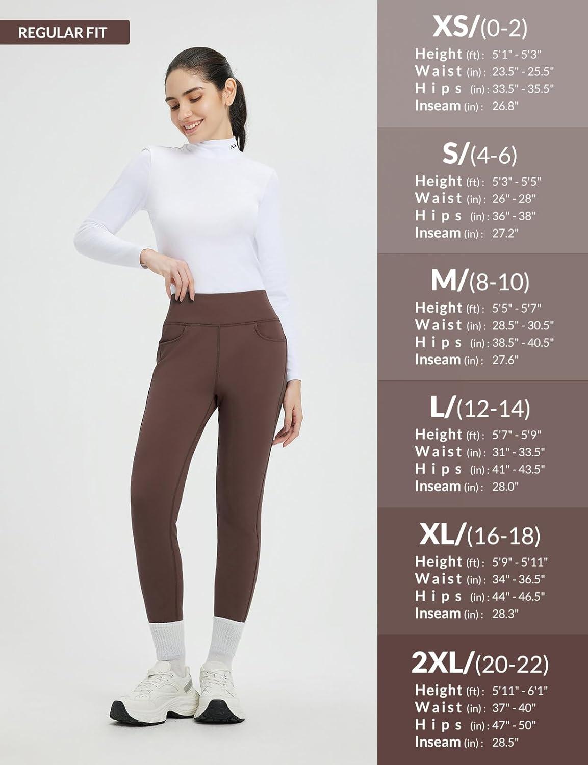 imagebaleaf Womens Thick Fleece Lined Leggings Winter Warm Jeggings Water Resistant High Waisted Tights Snow Pants 4 PocketsDark Brown