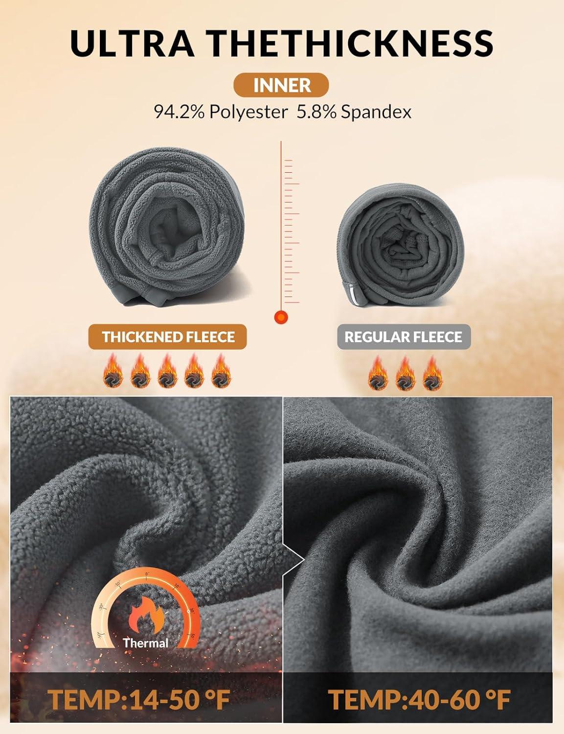 imagebaleaf Womens Thick Fleece Lined Leggings Winter Warm Thermal High Waisted Tummy Control Snow Ski PantsGray