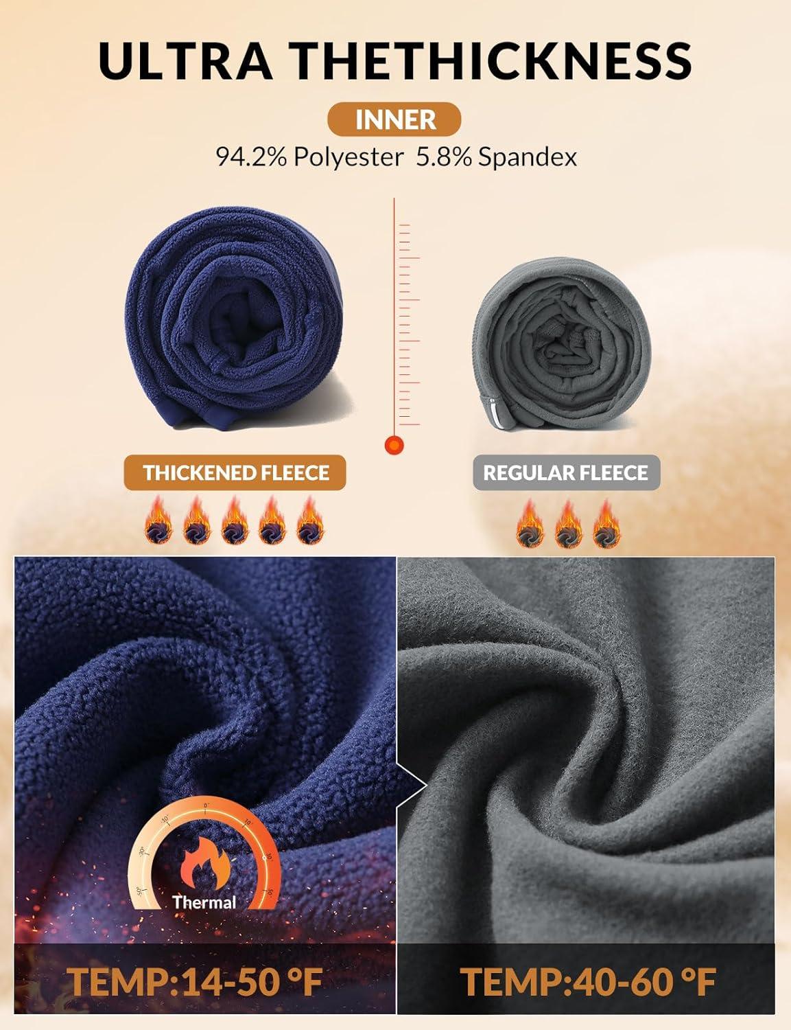 imagebaleaf Womens Thick Fleece Lined Leggings Winter Warm Thermal High Waisted Tummy Control Snow Ski PantsNavy