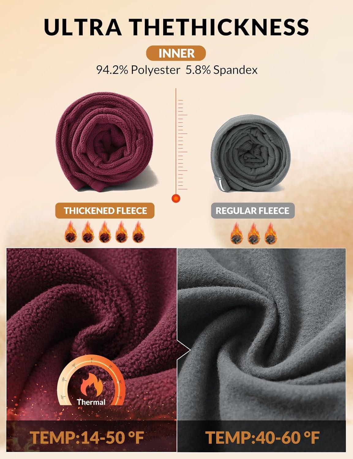 imagebaleaf Womens Thick Fleece Lined Leggings Winter Warm Thermal High Waisted Tummy Control Snow Ski PantsWine Red