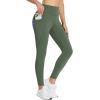 imagebaleaf 2530 Womens Fleece Lined Leggings Water Resistant High Waist Winter Running Hiking Pants Zipper Pockets25 Inch Green