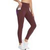 imagebaleaf 2530 Womens Fleece Lined Leggings Water Resistant High Waist Winter Running Hiking Pants Zipper Pockets25 Inch Wine Red