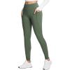 imagebaleaf 2530 Womens Fleece Lined Leggings Water Resistant High Waist Winter Running Hiking Pants Zipper Pockets30 Inch Army Green