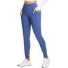 imagebaleaf 2530 Womens Fleece Lined Leggings Water Resistant High Waist Winter Running Hiking Pants Zipper Pockets30 Inch Blue