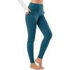imagebaleaf Womens Fleece Lined Leggings Thermal Warm Winter Tights High Waisted Yoga Pants Cold Weather with PocketsUtility Blue