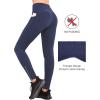 imagebaleaf Womens Fleece Lined Leggings Water Resistant Winter Clothes Running Tights Cold Weather Hiking Pants Zip PocketsAdark Blue
