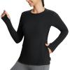 imagebaleaf Womens Thermal Tops Fleece Lined Shirts Long Sleeve Cold Weather Winter Gear Workout Zipper Pocket ThumbholesBlack