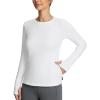 imagebaleaf Womens Thermal Tops Fleece Lined Shirts Long Sleeve Cold Weather Winter Gear Workout Zipper Pocket ThumbholesWhite