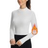 imagebaleaf Womens Thermal Tops Fleece Lined Shirts Long Sleeve Cold Weather Winter Gear Workout Zipper Pocket ThumbholesWhite