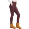 imagebaleaf Womens Fleece Lined Leggings Thick Soft Winter Warm Thermal Waterproof High Waisted Pockets Hiking Running SkiingRed