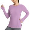 imagebaleaf Womens Thermal Tops Fleece Lined Shirts Long Sleeve Cold Weather Winter Gear Workout Zipper Pocket ThumbholesPurple